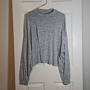 Flirtitude Active Gray Loose Fit Long Sleeve Top Oversized Shirt Size XL